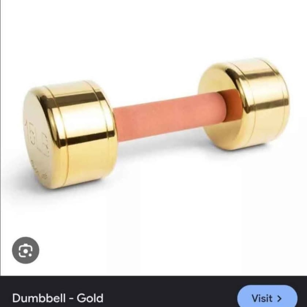 Gold Dumbbell Set with Pink Handle.$60 + $112.50 Shipping.